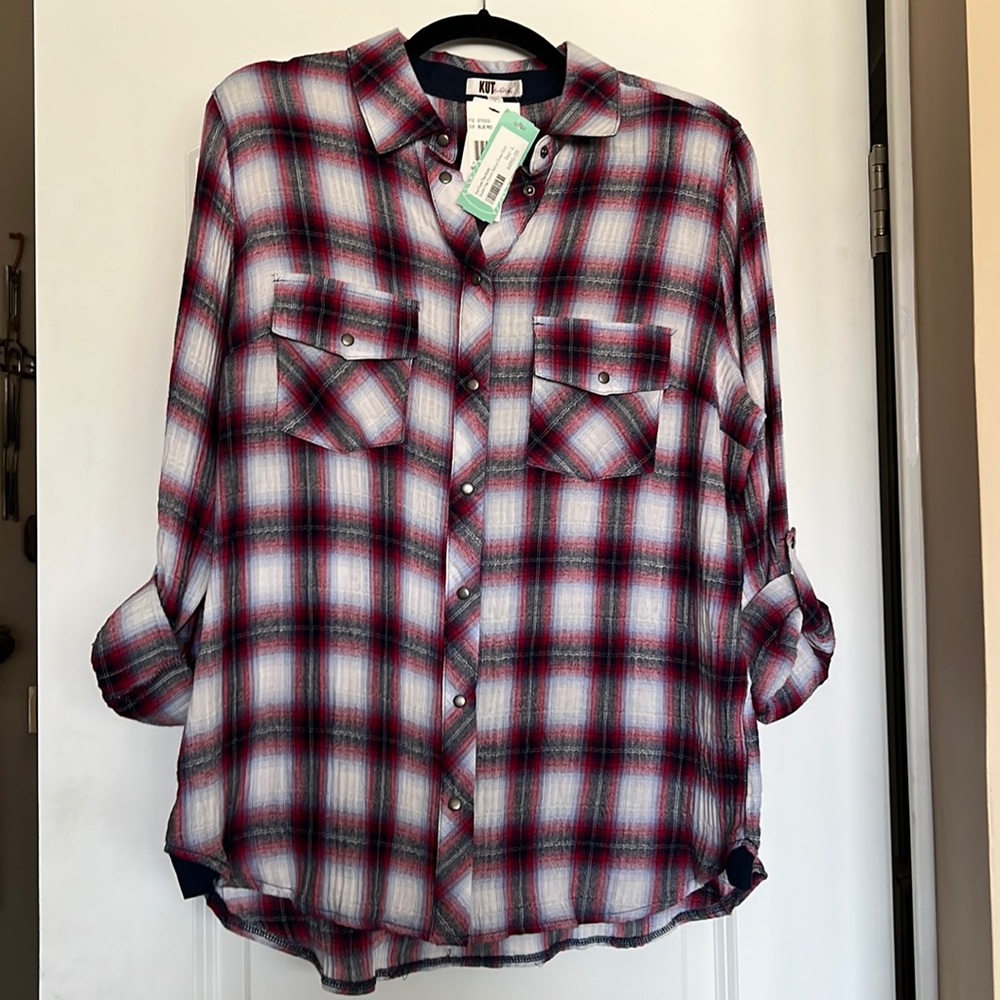 Kut from kloth womens snap front shirt long sleeve brand new with tags
